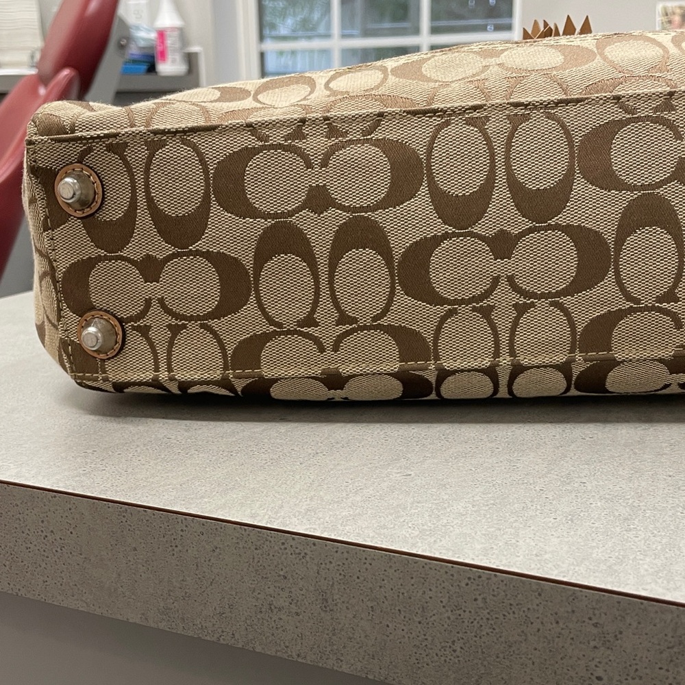 Coach Tan and Brown Signature Satchel - Picture 3 of 5